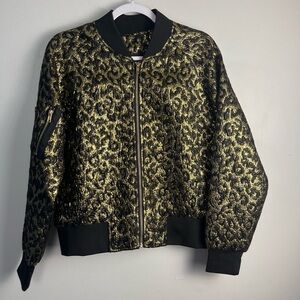 Nasty Gal Jacquard Knit Cheetah Print bomber M